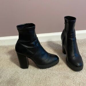 Steve Madden black tall leather heel boots